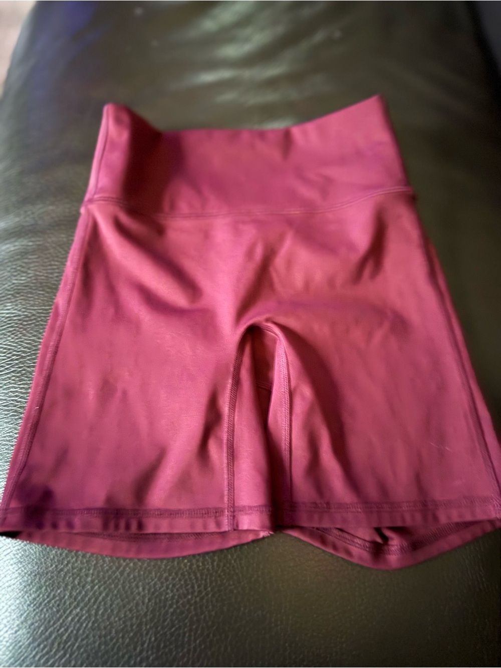 Fabletics High-Waist Bike Shorts in maroon